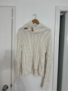 Ralph Lauren Cream Cable-Knit Hooded Toggle Pullover